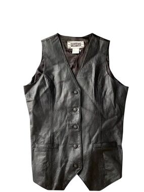 Vintage Black leather Vest Otello Pelle Men’s size XL 100% genuine leather